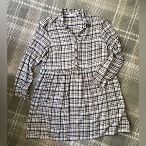 LOFT plaid mini shirt dress M